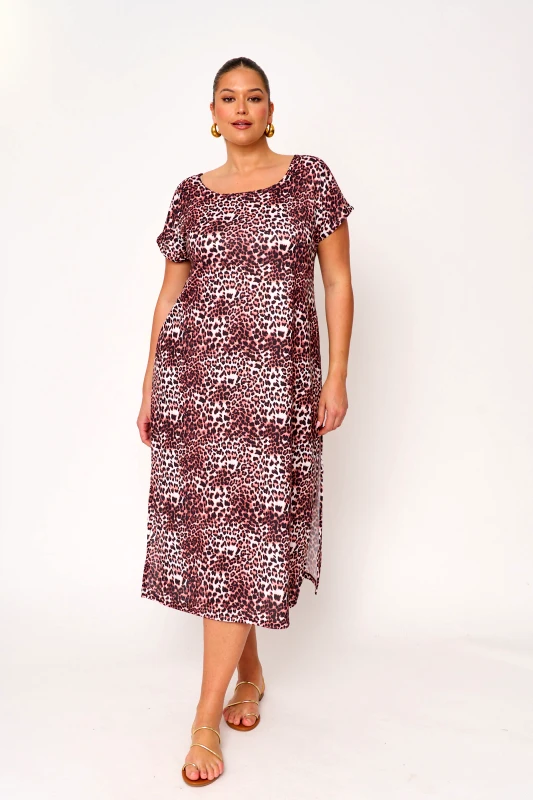 JUCITA Φόρεμα με Ανοίγματα Theodora Leopard