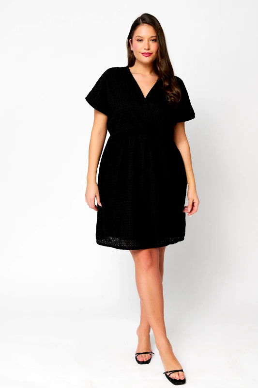 JUCITA Φόρεμα Δαντέλα Κιπούρ Claudia Μαύρο