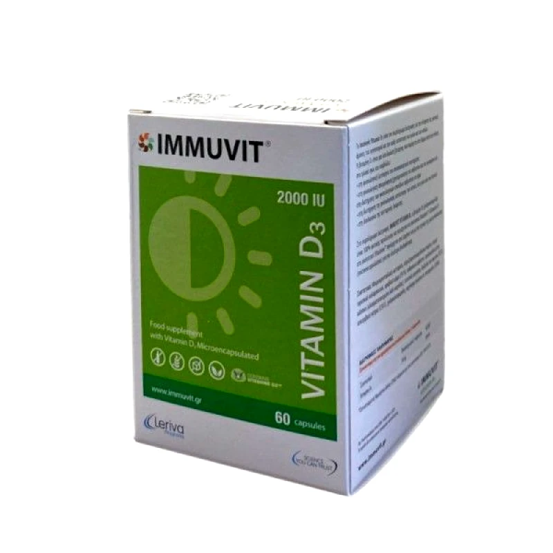 Leriva Pharma Leriva Immuvit Vitamin D3 2000 IU 60 Κάψουλες