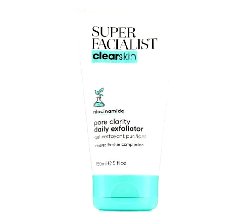 Super Facialist Super Facialist Clear Skin pore clarity daily exfoliator with niacinamide - Καθαριστικό προσώπου με Νιασιναμίδη με κόκκους για καθημερινή χρήση, 150ml