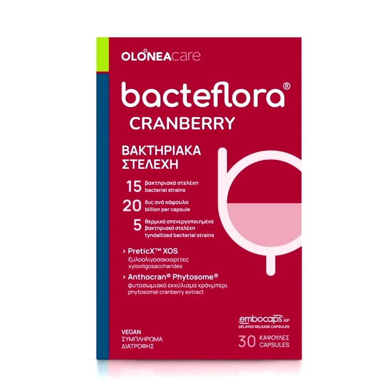 OLONEA OLONEA Bacteflora Cranberry Συμπλήρωμα Διατροφής για το Ουροποιητικό Σύστημα 30 Κάψουλες