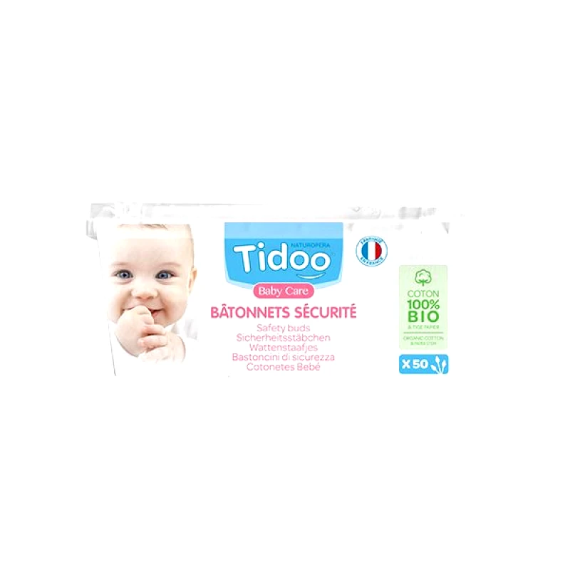 Tidoo Tidoo Βρεφικές Μπατονέτες – 100% Βιολογικό Βαμβάκι 50τμχ