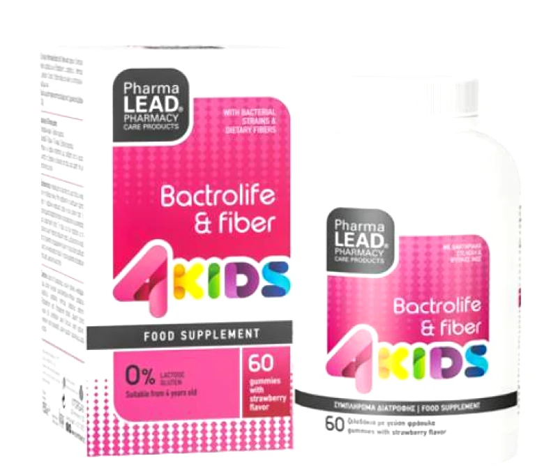 Vitorgan Pharmalead Bactrolife & Fiber 4kids Προβιοτικά με γεύση Φράουλα 60 Ζελεδάκια