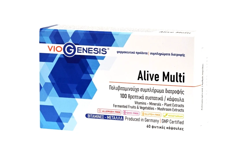 Viogenesis Viogenesis Alive Multi Πολυβιταμίνη με 100 Θρεπτικά Συστατικά 60 Κάψουλες