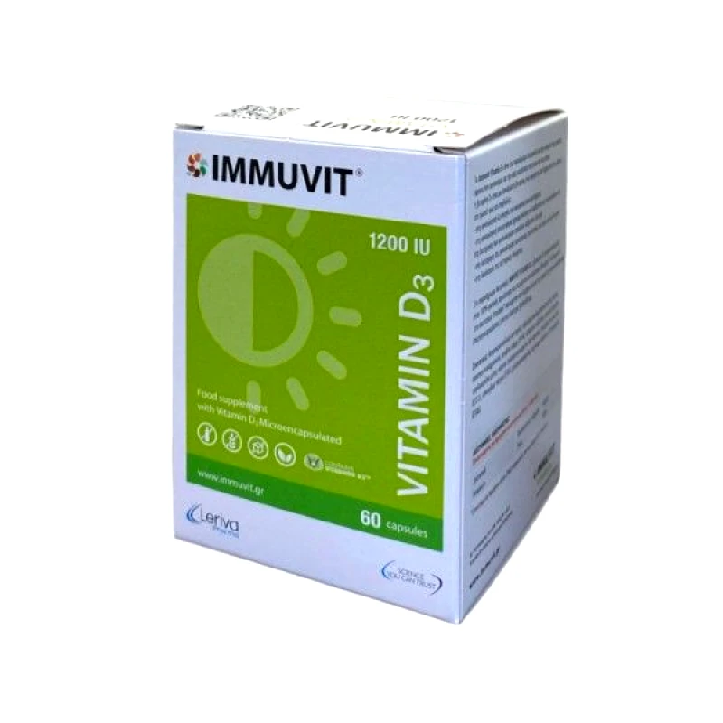 Leriva Pharma Leriva Immuvit Vitamin D3 1200 IU 60 Κάψουλες