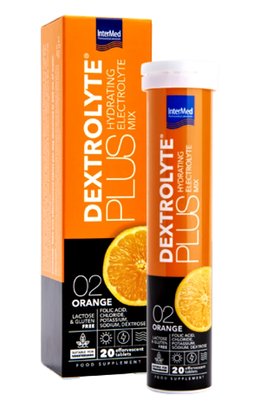 Intermed Intermed Dextrolyte Plus Hydrating Electrolyte Mix Ηλεκτρολύτες με Γεύση Πορτοκάλι 20 Αναβράζοντα Δισκία