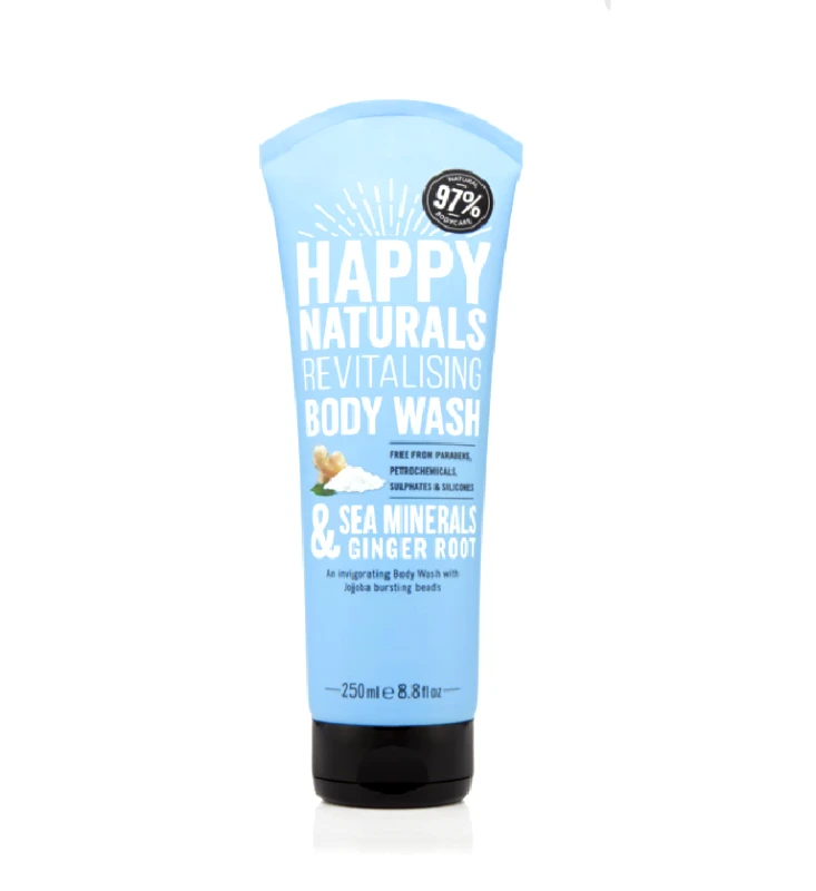 Happy Naturals Happy Naturals Sea Minerals & Ginger Root Revitalising Body Wash, Aφρόλουτρο Σώματος με Έλαια Ευκάλυπτου, 250ml