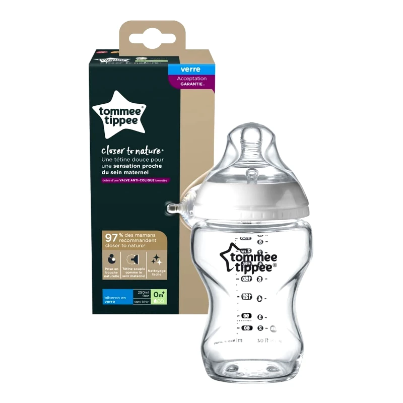 Tommee Tippee Tommee Tippee CTN Γυάλινο Μπιμπερό 0+ Μικρή Ροή 250ml