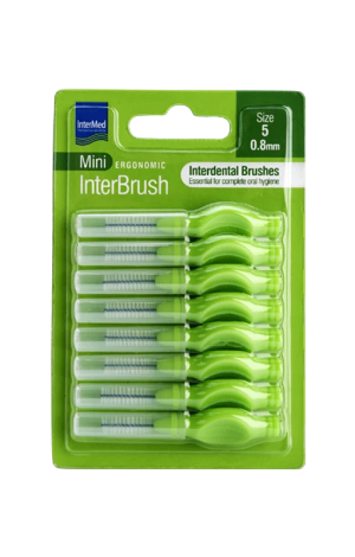 Intermed Intermed Mini Ergonomic Μεσοδόντια Βουρτσάκια με Λαβή Size 5, 0.8mm Πράσινα, 8τμχ