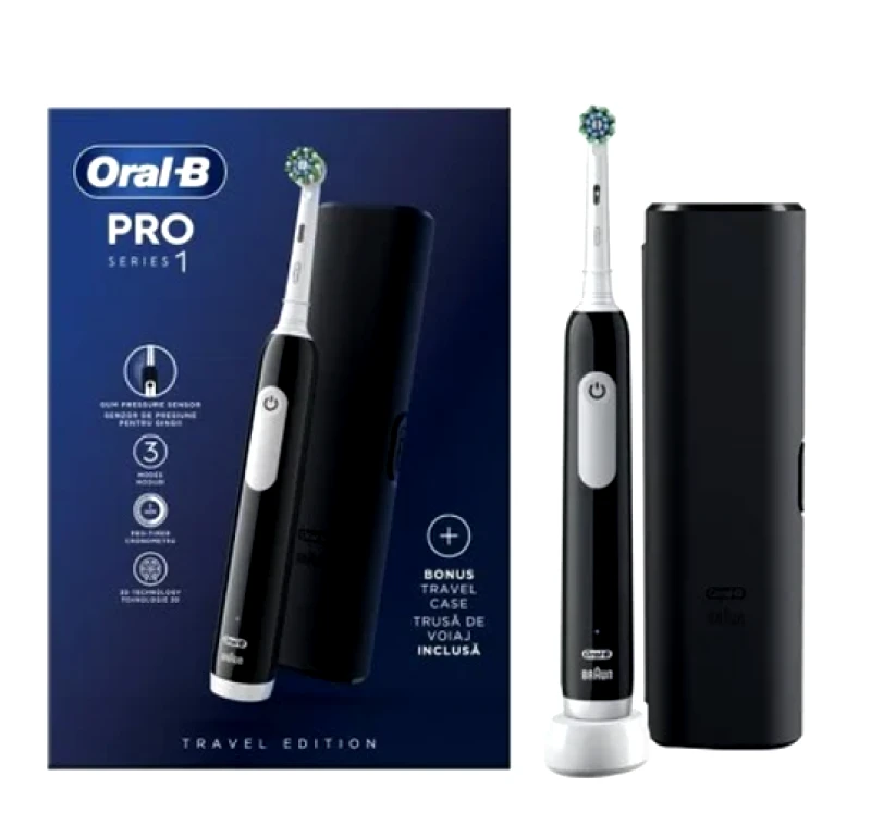 Oral-B Oral-B Pro Series 1 Ηλεκτρική Οδοντόβουρτσα Μαύρη 1τμχ & Θήκη Ταξιδίου