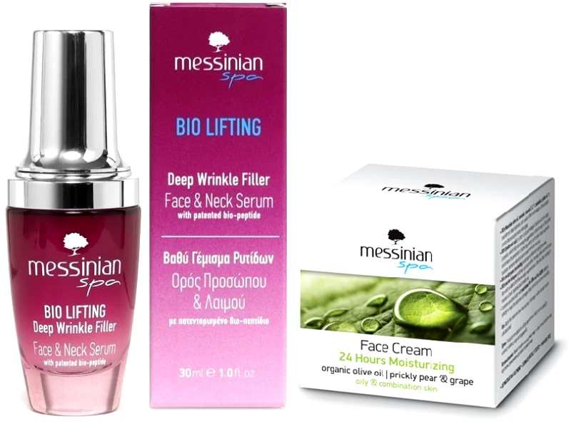 Messinian Spa Messinian Spa Bio Lifting Face & Neck Serum 30ml & ΔΩΡΟ 24ωρη Ενυδατική Κρέμα Προσώπου για Λιπαρές-Μικτές Επιδερμίδες 50ml
