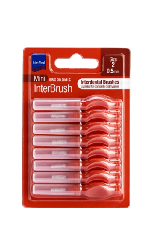 Intermed Intermed Mini Ergonomic Μεσοδόντια Βουρτσάκια με Λαβή Size 2, 0.5mm Κόκκινα, 8τμχ
