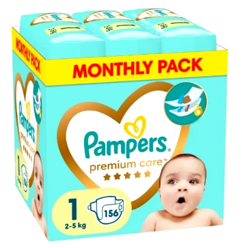 Pampers Pampers Premium Care Monthly Pack Πάνες No.1 (2-5kg) 156τμχ