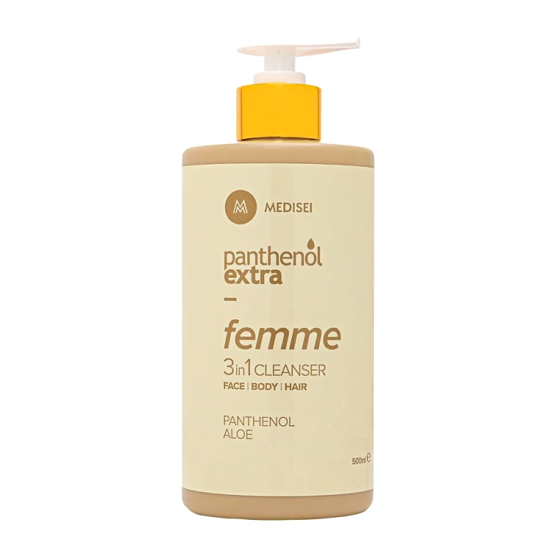 Medisei Medisei Panthenol Extra Femme 3 in 1 Cleanser Face, Body, Hair Καθαριστικό για Πρόσωπο, Σώμα & Μαλλιά, 500ml