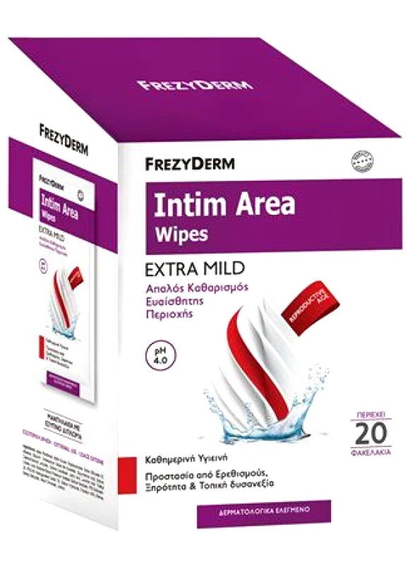 Frezyderm Frezyderm Intim Area Wipes Μαντηλάκια Καθαρισμού Ευαίσθητης Περιοχής 10 Φακελάκια