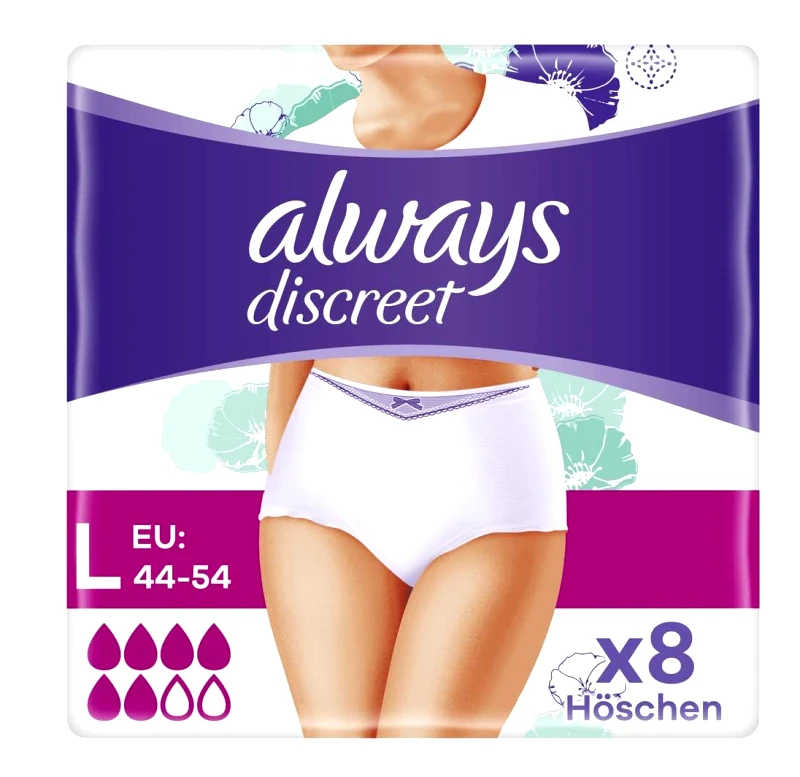 Always Always Discreet Pants Plus Large Εσώρουχο μιας Χρήσης για Ακράτεια, 8τμχ
