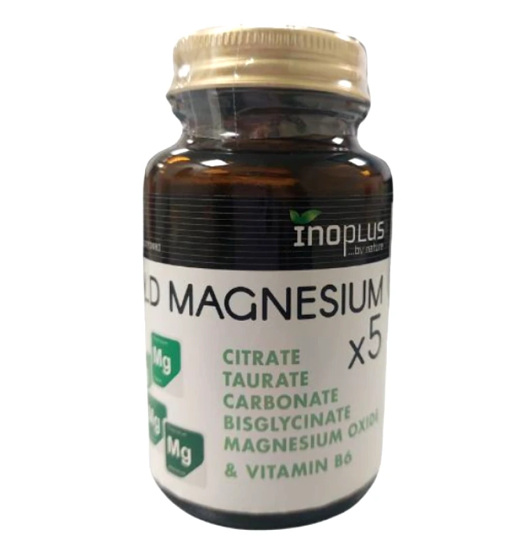 Inoplus Inoplus Gold Magnesium x5 (5 Μορφές Μαγνησίου + Βιταμίνη Β6), 30 Κάψουλες
