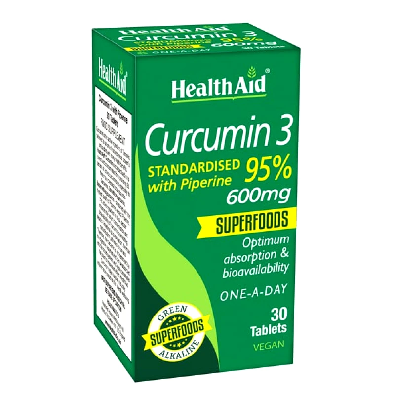 Health Aid Health Aid Curcumin 3 With Piperine 600mg 30 Ταμπλέτες