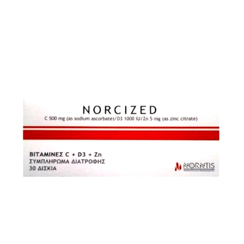 Norntis Norntis Norcized Συμπλήρωμα Διατροφής Με Βιταμίνη C + Βιταμίνη D3 + Κιτρικό Ψευδάργυρο 30 Διασπειρόμενα Δισκία