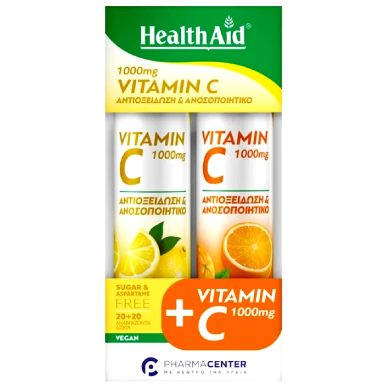 Health Aid Health Aid Promo Vitamin C 1000mg με Γεύση Πορτοκάλι & Λεμόνι, 2x20 Αναβράζοντα Δισκία