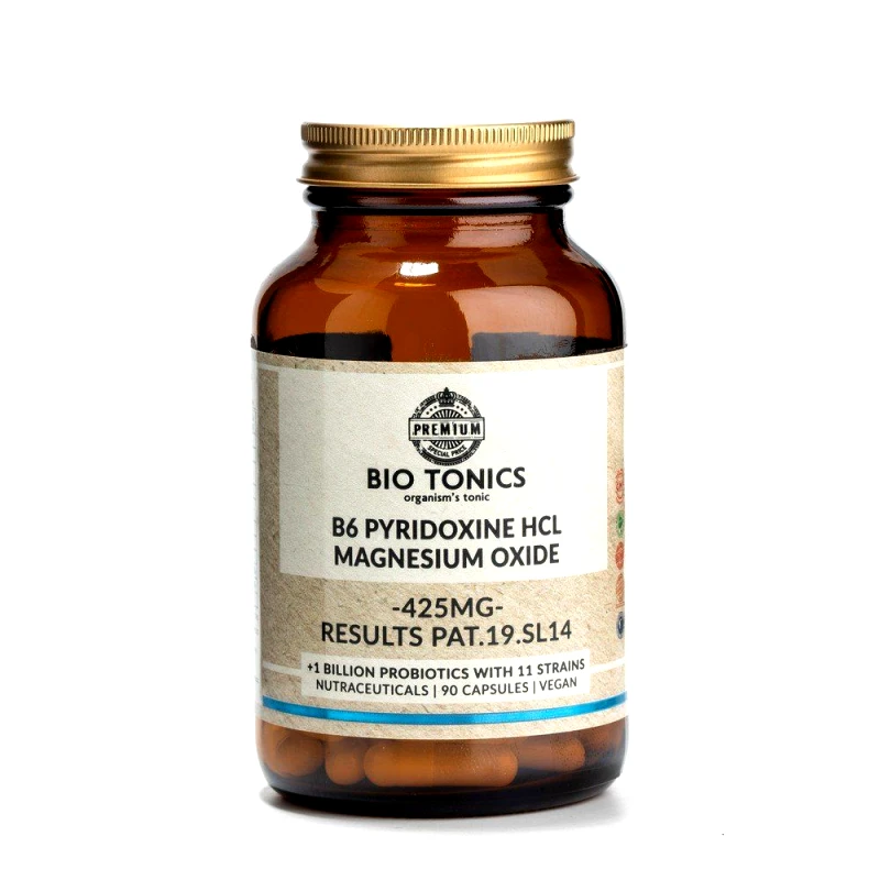 BioTonics Bio Tonics B6 Pyridoxine HCL Magnecium Oxide 425mg 90 Φυτικές Κάψουλες