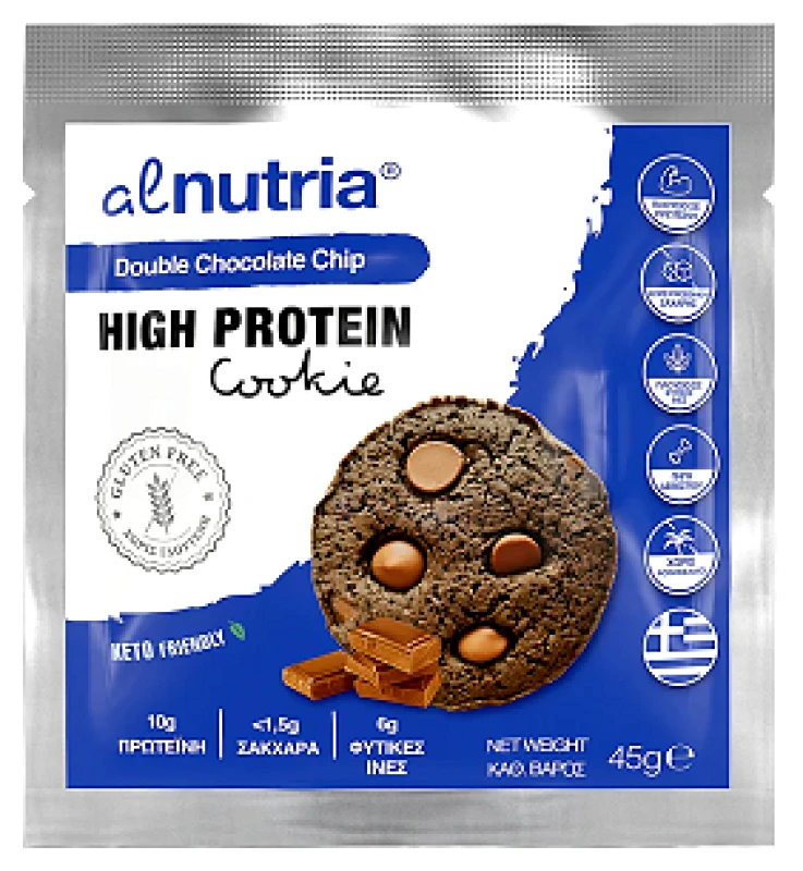 Alnutria Alnutria Gluten Free Double Chocolate Chip High Protein Cookie 45g