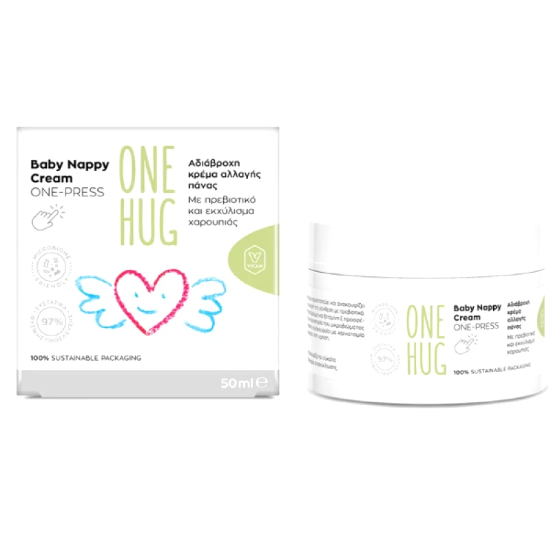 Vican One Hug Baby Nappy Cream One-Press Αδιάβροχη Κρέμα Αλλαγής Πάνας, 50ml