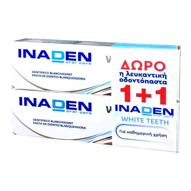 Inaden Promo 1+1 ΔΩΡΟ White Teeth Οδοντόκρεμα για Λεύκανση, 2x75ml