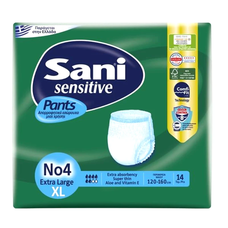 Sani Sensitive Sani Sensitive Pants Ελαστικό Εσώρουχο Ακράτειας No.4 Extra Large, 14τμχ