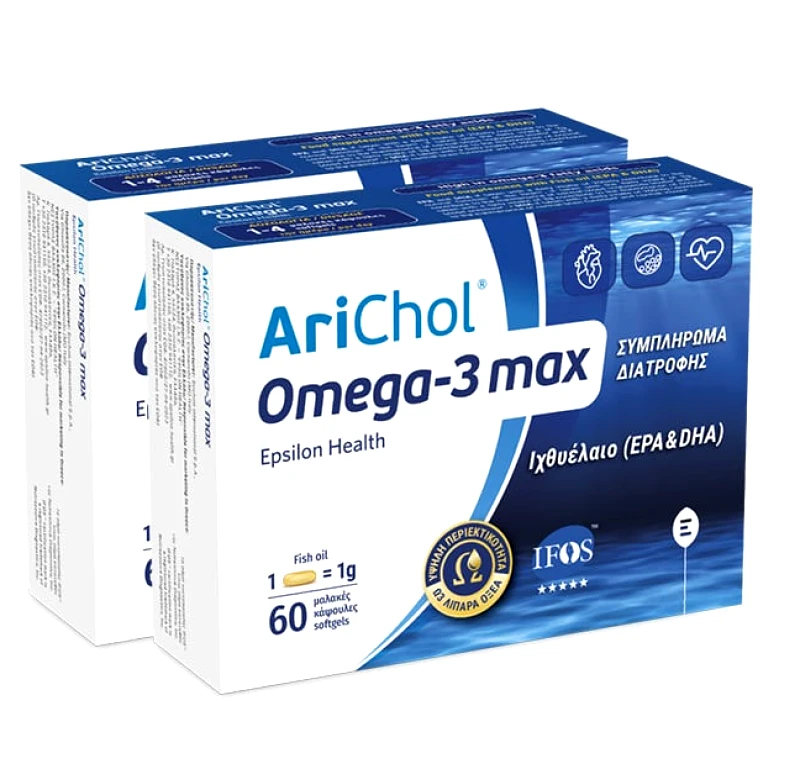 Epsilon Health Epsilon Health Arichol Omega-3 Max -50% Στο 2ο Προϊόν, 2x60 Μαλακές Κάψουλες