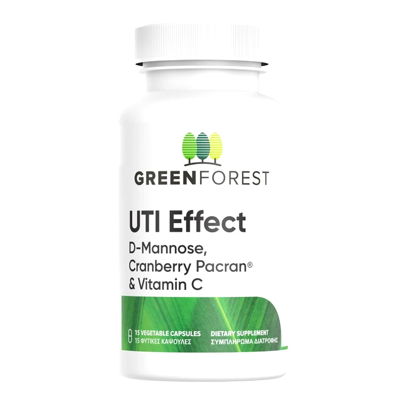 Green Forest Green Forest UTI Effect D-Mannose, Cranberry Pacran® & Vitamin C 15 Φυτικές Κάψουλες Μέγιστης Απορρόφησης