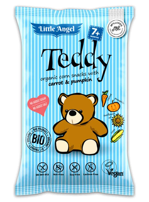 McLloyds McLloyd's Bio Vegan Γαριδάκια με Καρότο και Κολοκύθα Teddy 30g