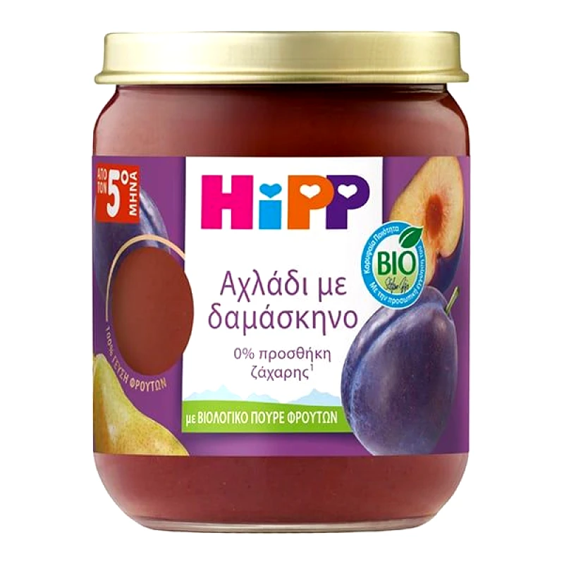 Hipp Hipp Φρουτόκρεμα με Αχλάδι & Δαμάσκηνο 5m+, 160g
