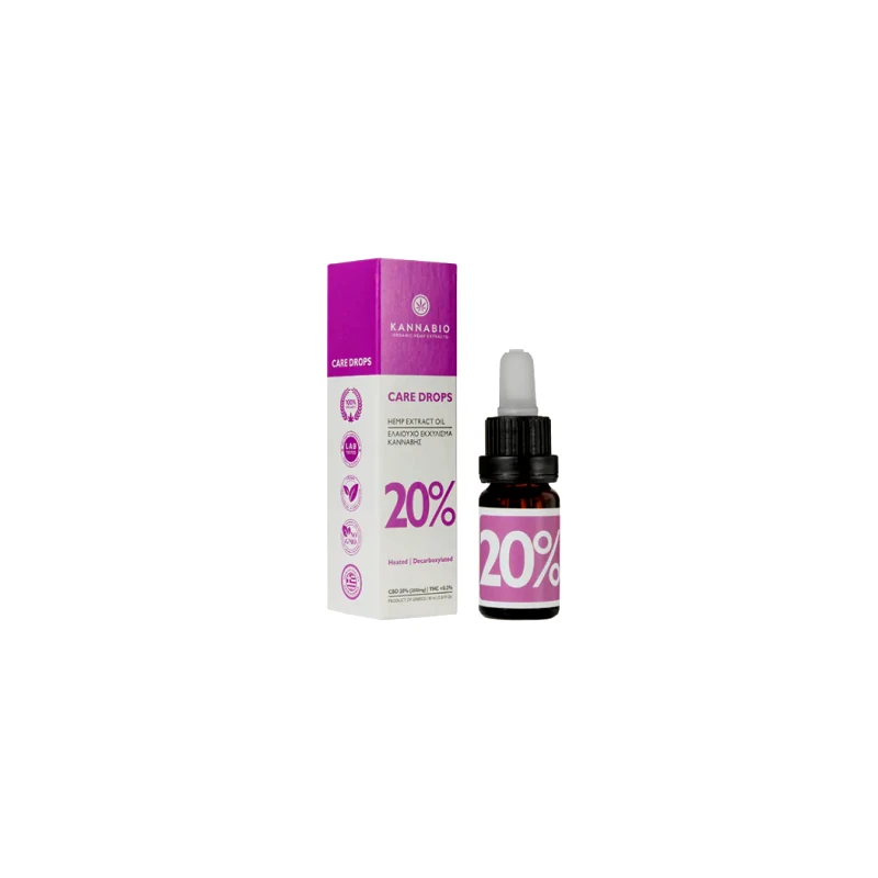 KANNABIO Care Drops CBD 20% Πλήρους Φάσματος Decarb 2000mg -10 ml