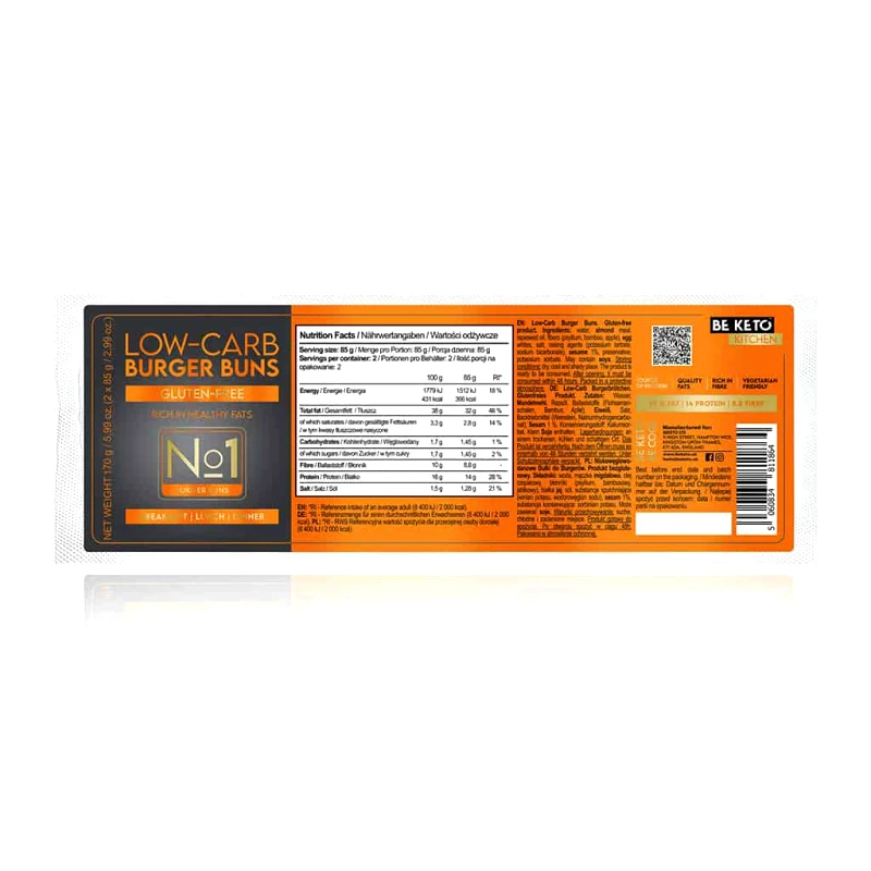 Κέτο Ψωμάκια για Burger Χωρίς Γλουτένη Beketo (2x85g)|Gluten-Free &amp; Low Carb Keto Burger Buns