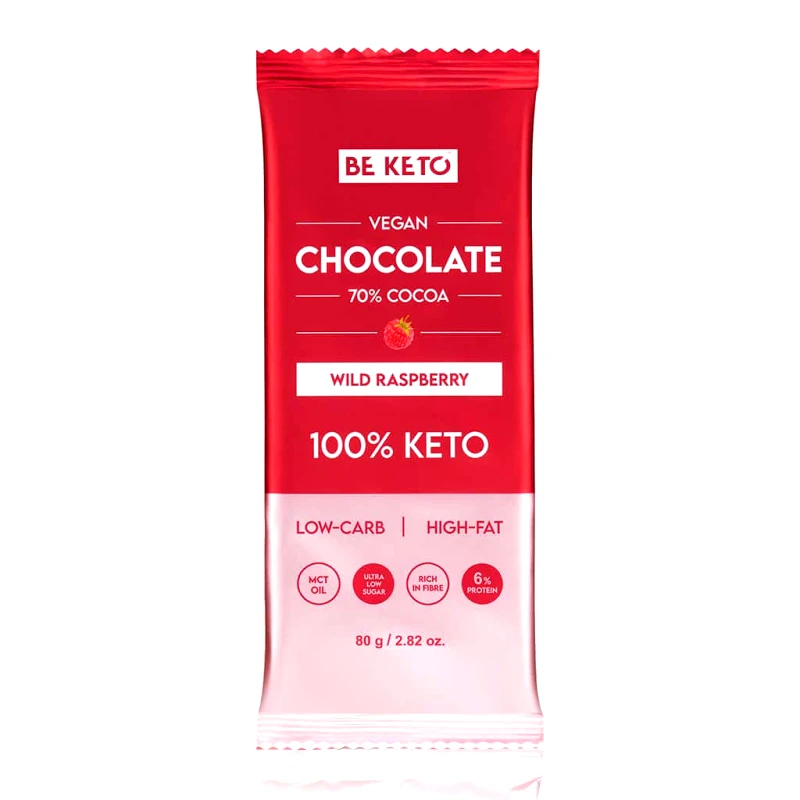 Vegan Κέτο Σοκολάτα Σμέουρο Χωρίς Ζάχαρη MCT Beketo (80g)|Sugar-Free Vegan Keto Raspberry Chocolate