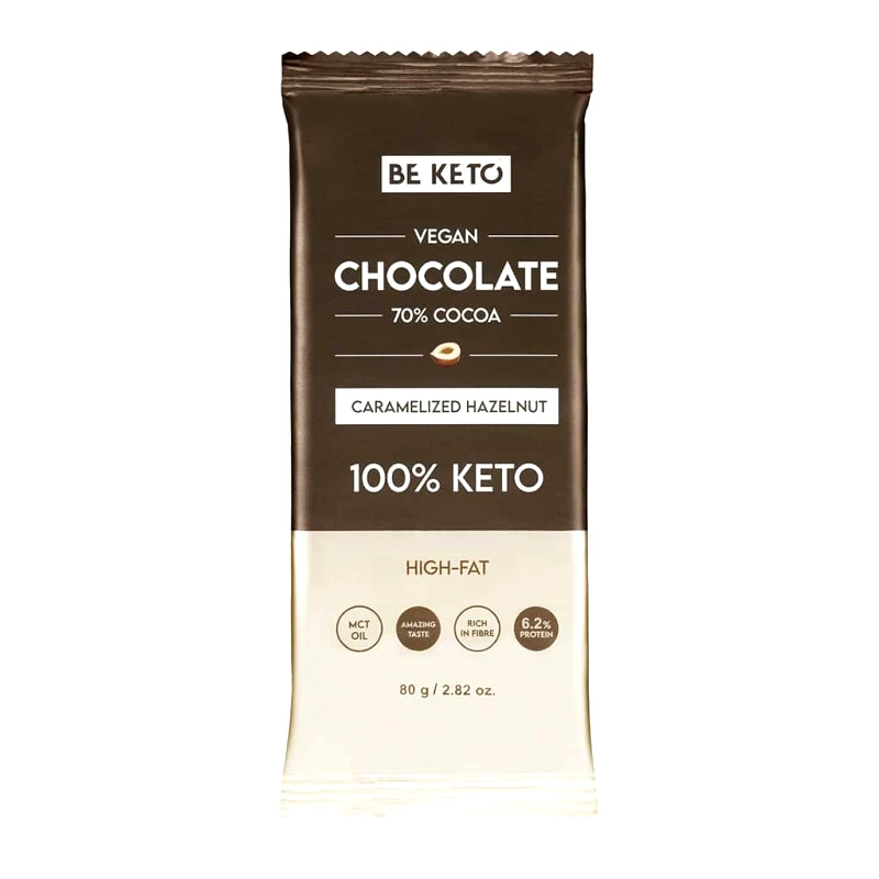 Vegan Κέτο Σοκολάτα Φουντούκι Καραμέλα MCT Beketo (80g)|Vegan Keto Chocolate Hazelnut Caramel MCT
