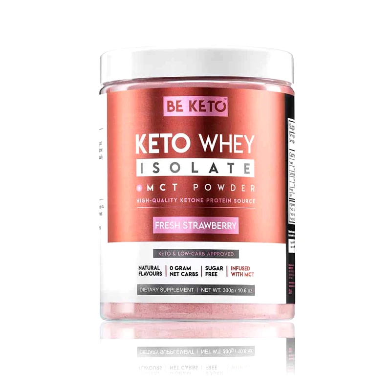 Κέτο Ρόφημα Πρωτεΐνης με Φράουλα &amp; MCT Beketo (300g) |Keto Whey Isolate Protein Fresh Strawberry MCT