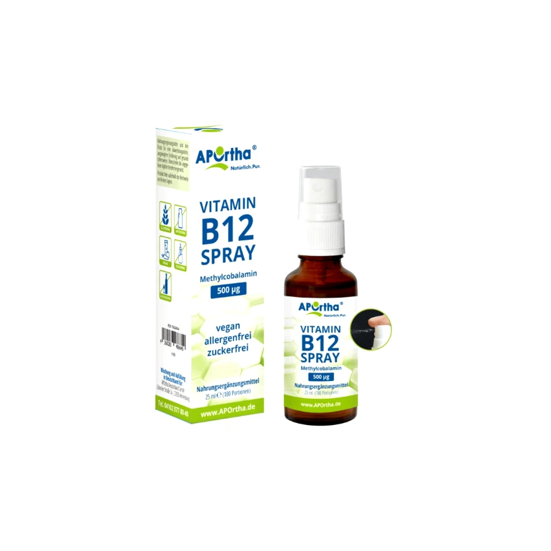 Aportha Vitamin B12 vegan mouth spray 500mg methylcobalamin -25ml