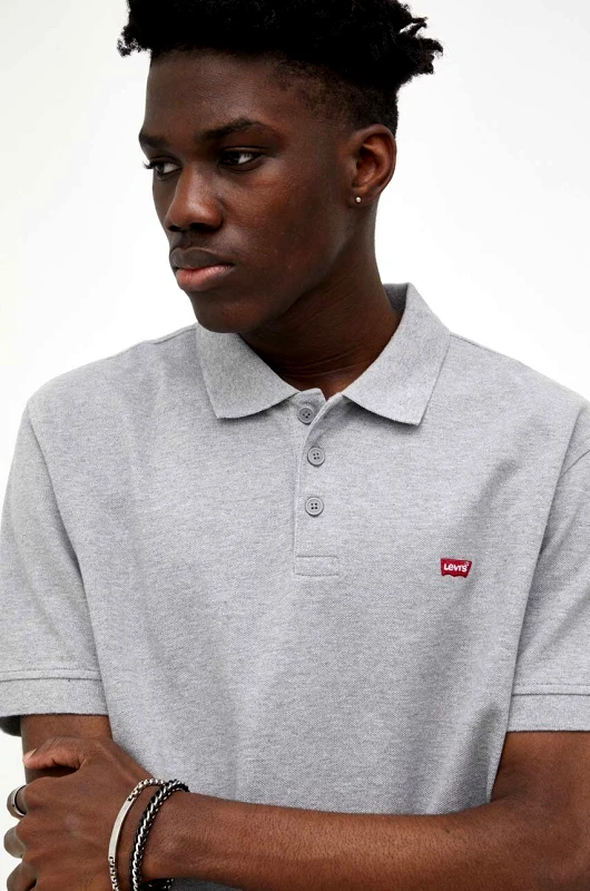 Levi's Βαμβακερό μπλουζάκι πόλο Levi's χρώμα: γκρι