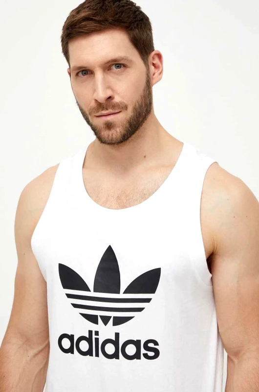 adidas Originals Βαμβακερό Top adidas Originals Adicolor Classics Trefoil Tank χρώμα: άσπρο IC0434 IA4808