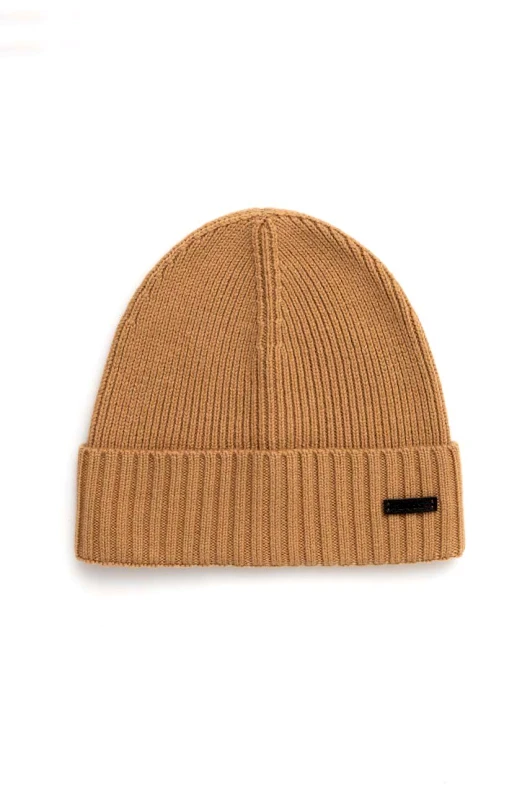 BOSS Μάλλινο σκουφί BOSS χρώμα: μπεζ