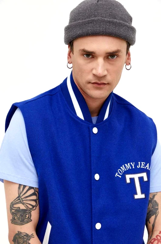 Tommy Jeans Αμάνικο από μείγμα μαλλιού Tommy Jeans χρώμα: ναυτικό μπλε