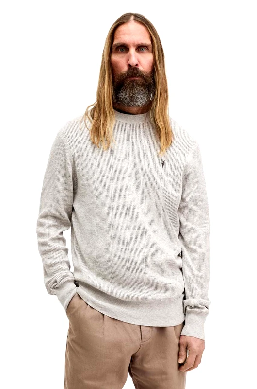 AllSaints Βαμβακερό πουλόβερ AllSaints AUBREY CREW χρώμα: γκρι, M019KA