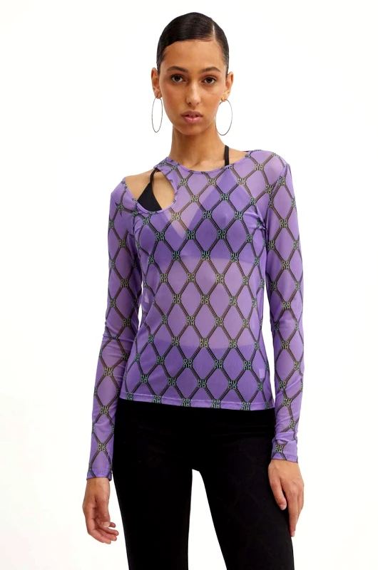 HUGO Longsleeve HUGO χρώμα: μοβ, 50518545