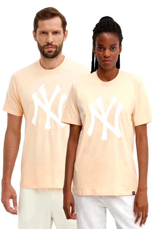 47 brand Βαμβακερό μπλουζάκι 47 brand MLB New York Yankees χρώμα: πορτοκαλί, BB017TEMIME617760AF