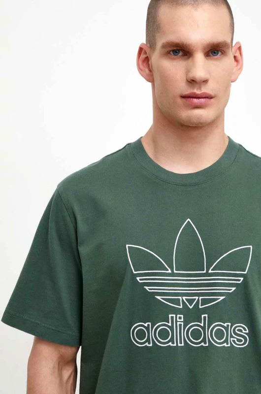 adidas Originals Βαμβακερό μπλουζάκι adidas Originals Trefoil Tee ανδρικό, χρώμα: πράσινο, IR7993