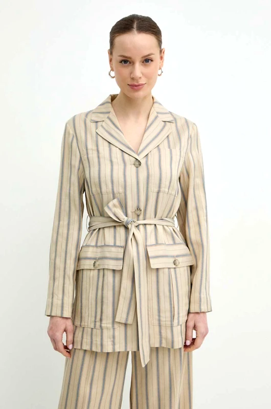 Max&Co. Blazer με μείγμα λινών MAX&Co. χρώμα: μπεζ, 2416041044200