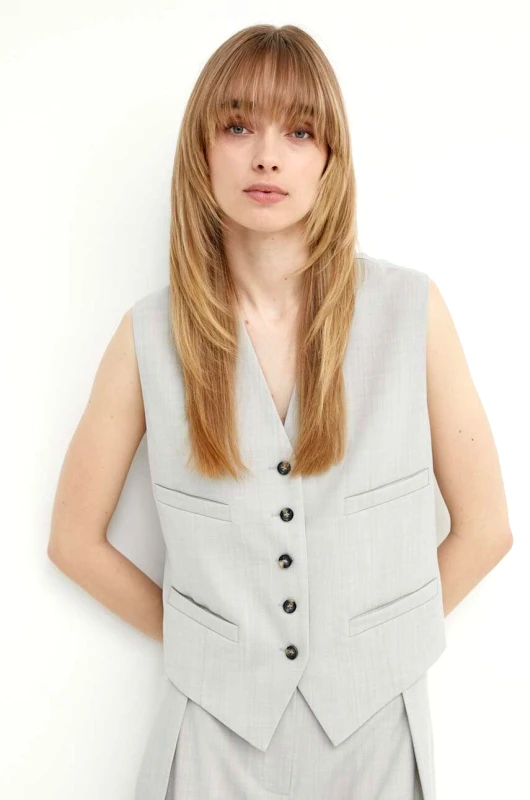 Day Birger et Mikkelsen Γιλέκο από μείγμα μαλλιού Day Birger et Mikkelsen Rudy - Classic Wool Blend χρώμα: γκρι, DAY65243157