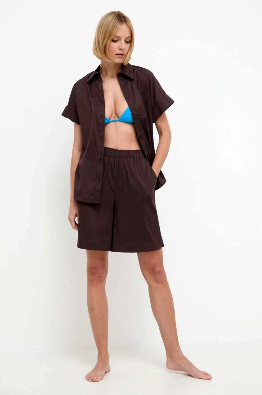 Max Mara Beachwear Πουκάμισο παραλίας Max Mara Beachwear χρώμα: καφέ, 2416111019600